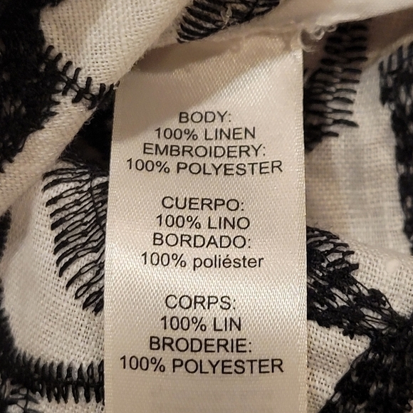 Chico's white linen black embroidered Smocked jacket size 1/Medium - Picture 9 of 10
